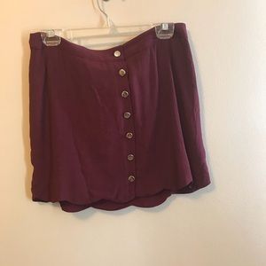 Scalloped hem, wine colored skirt